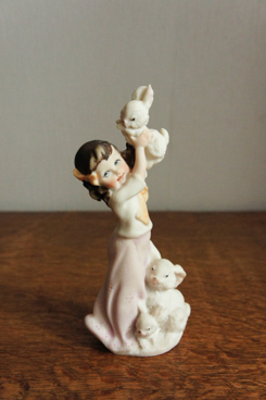 Девочка с кроликами, Джузеппе Армани, Флоренс, Каподимонте, статуэтка, KunstGalerie.ru