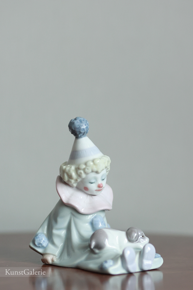 Пьеро с щенком, Lladro, фарфоровая статуэтка, KunstGalerie.ru