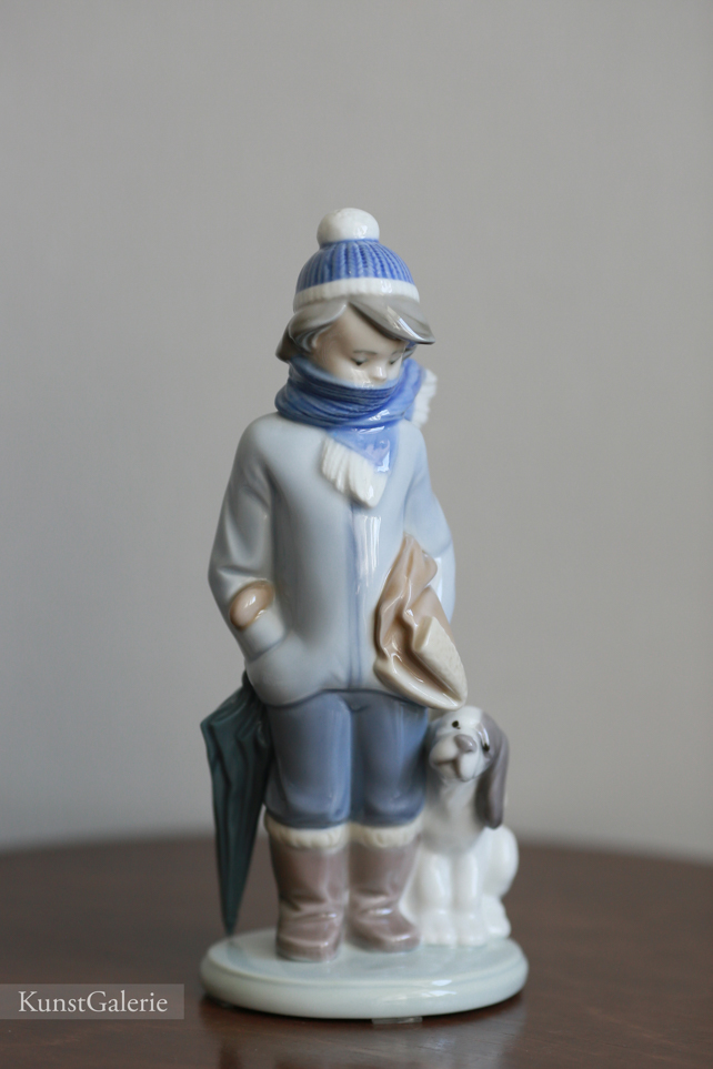 Зимняя прогулка, фарфоровая статуэтка, Льядро