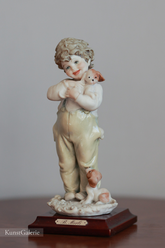 Мальчик с щенками, Bruno Merli, Capodimonte, статуэтка
