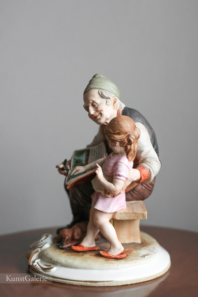 Дедушка с внучкой и собачкой, Bruno Merli, Capodimonte, статуэтка